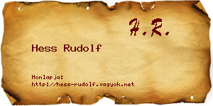 Hess Rudolf névjegykártya